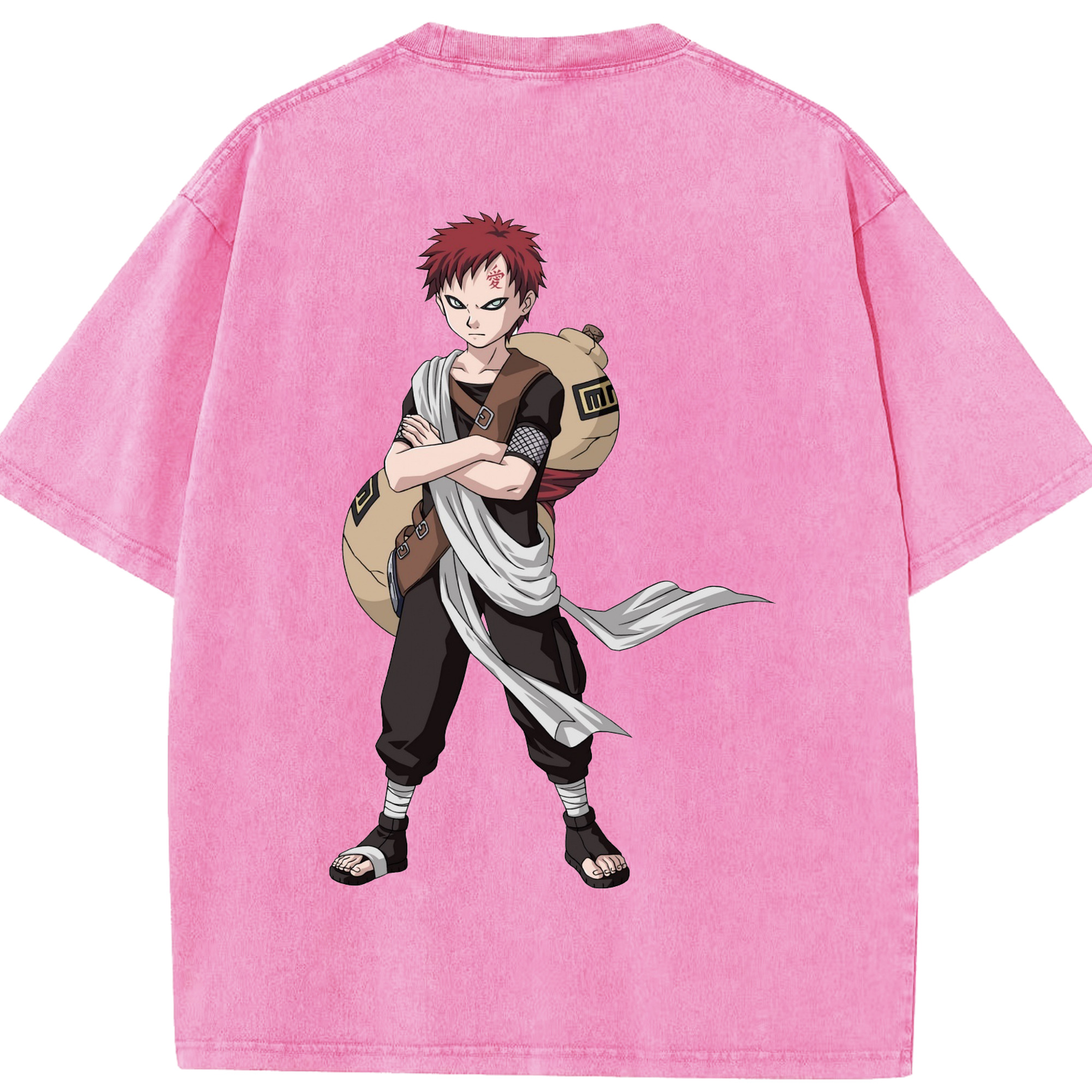 （画像用） NARUTO -ナルト- ガアラ Gaara 綿100% ヴィンテージ風 半袖Tシャツ（背面プリント）